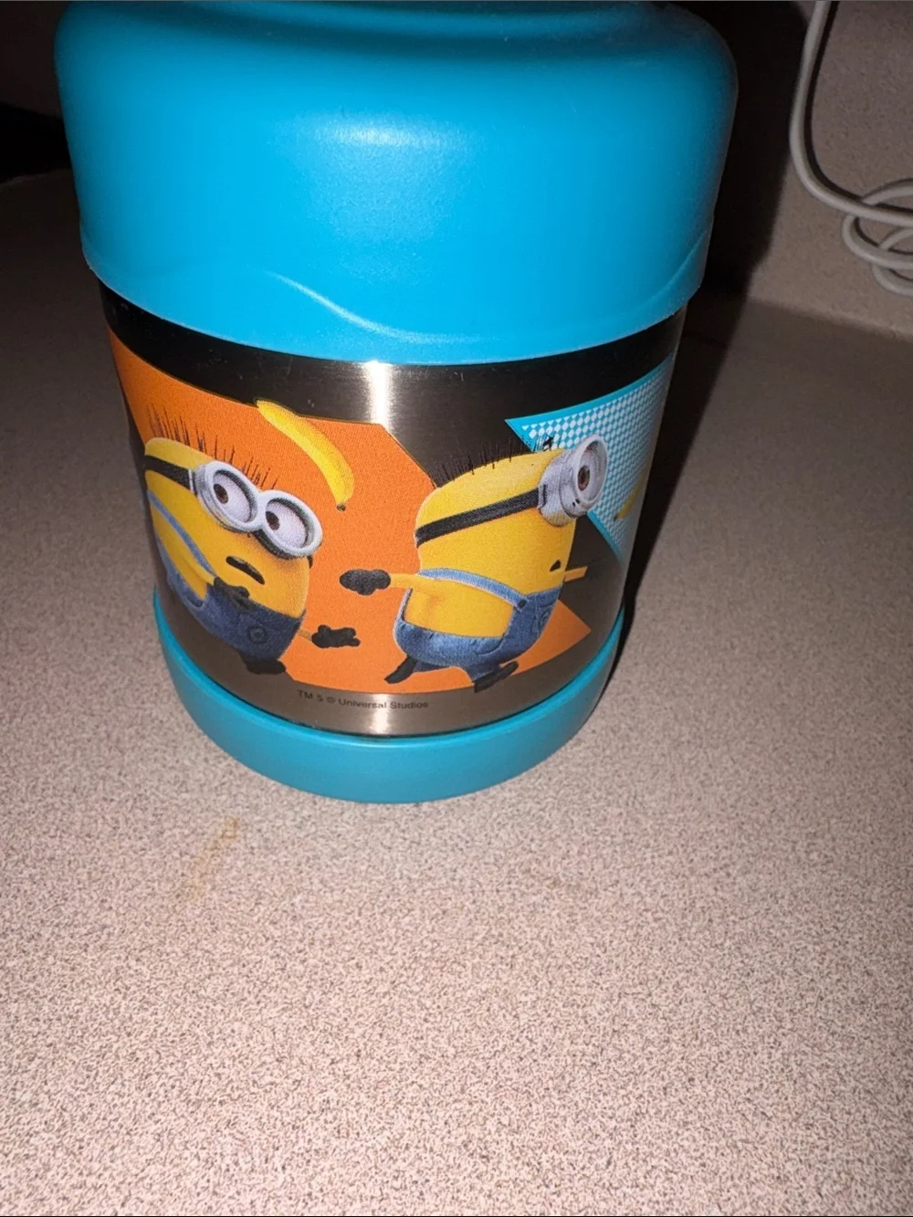 Thermos blue insulated food jar with character wrap
